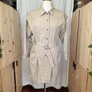 Noam Dress Womens Large Dune Khaki Jeanne Mini‎ Belted Utility Western Neutral